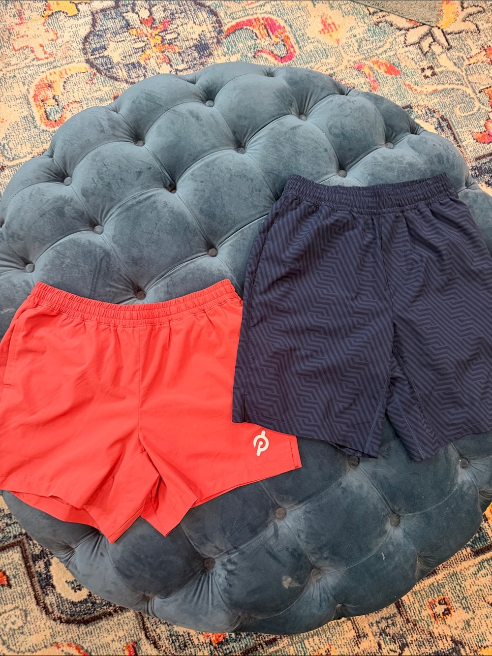 2 Peloton Men's Performance Shorts - Coral Red & Navy